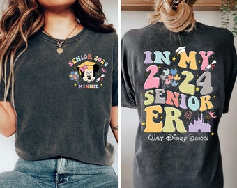 Two-Sided Custom Name & School In My 2024 Senior Era Shirt, Graduation Class Of 2024 Shirt, Mickey Minnie Grad Nite Trip Tee, Gift For Grad