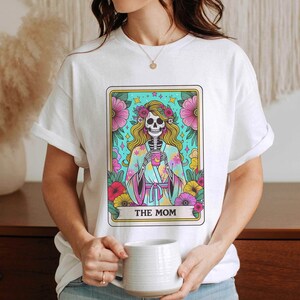 Mother's Day Tarot Cinco De Mayo Floral Mom Shirt, Woman Skeleton Mother Design, Witchy Vibes Skull Mama Shirt image 1