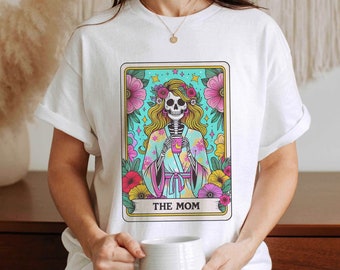 Mother's Day Tarot Cinco De Mayo Floral Mom Shirt, Woman Skeleton Mother Design, Witchy Vibes Skull Mama Shirt