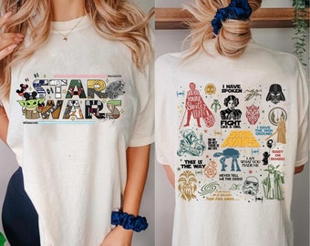 Two-sided StarWars Shirt, Galaxy's Edge Family Vacation 2024, StarWars Birthday Group Tee, WDW Disneyland May The Force Be With You