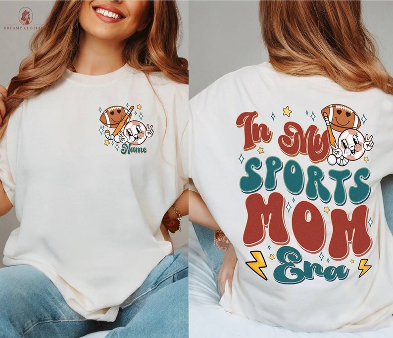 Peronalized In My Sports Mom Era Shirt Game day Sport Mama Shirt Cool Mom Club Shirt Mother's Day Gift Gift For Mom afbeelding 2