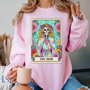 Mother's Day Tarot Cinco De Mayo Floral Mom Shirt, Woman Skeleton Mother Design, Witchy Vibes Skull Mama Shirt image 2