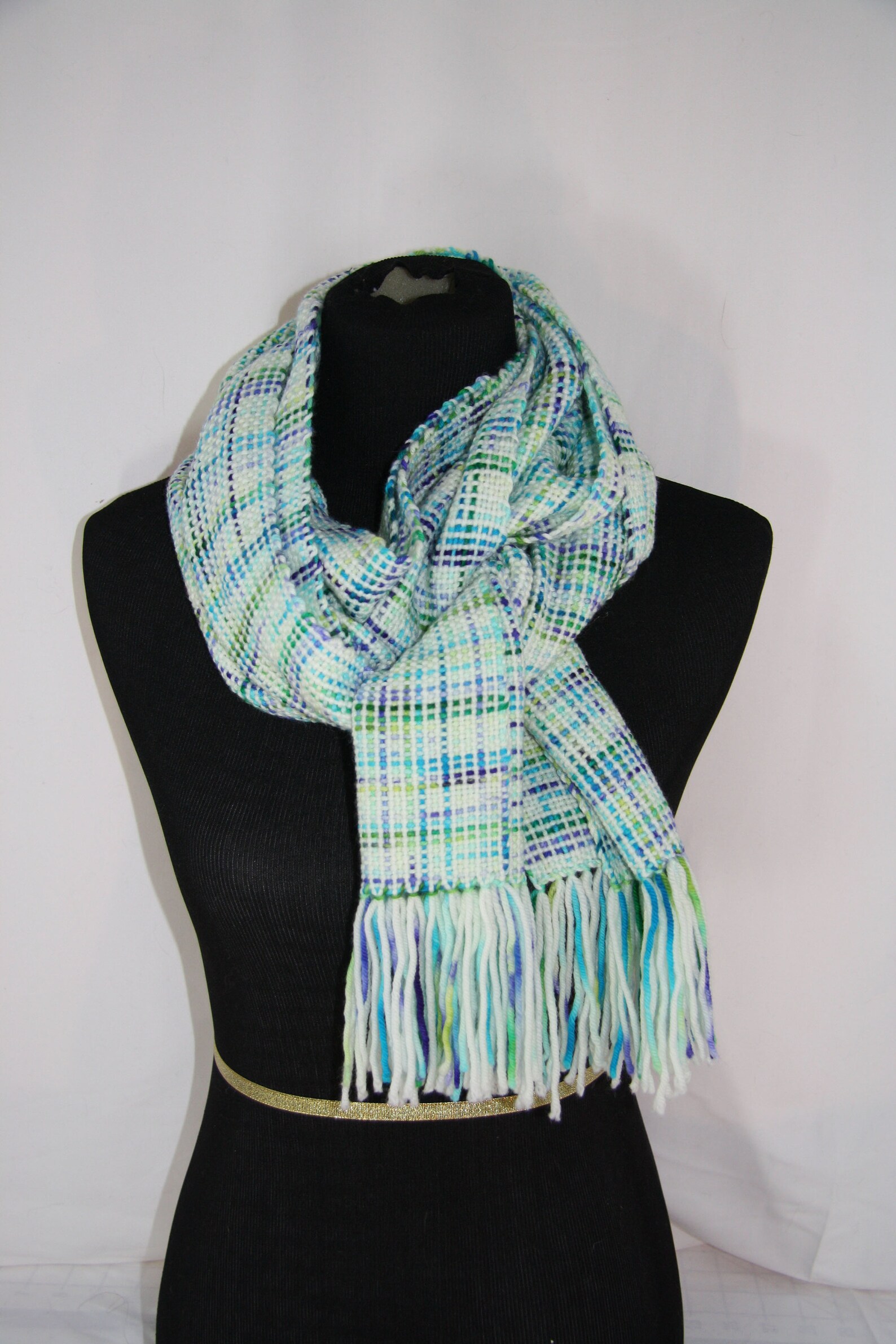 Blues/teals/greens Hand Woven Scarf Handwoven Scarf Man's Scarf Woman's