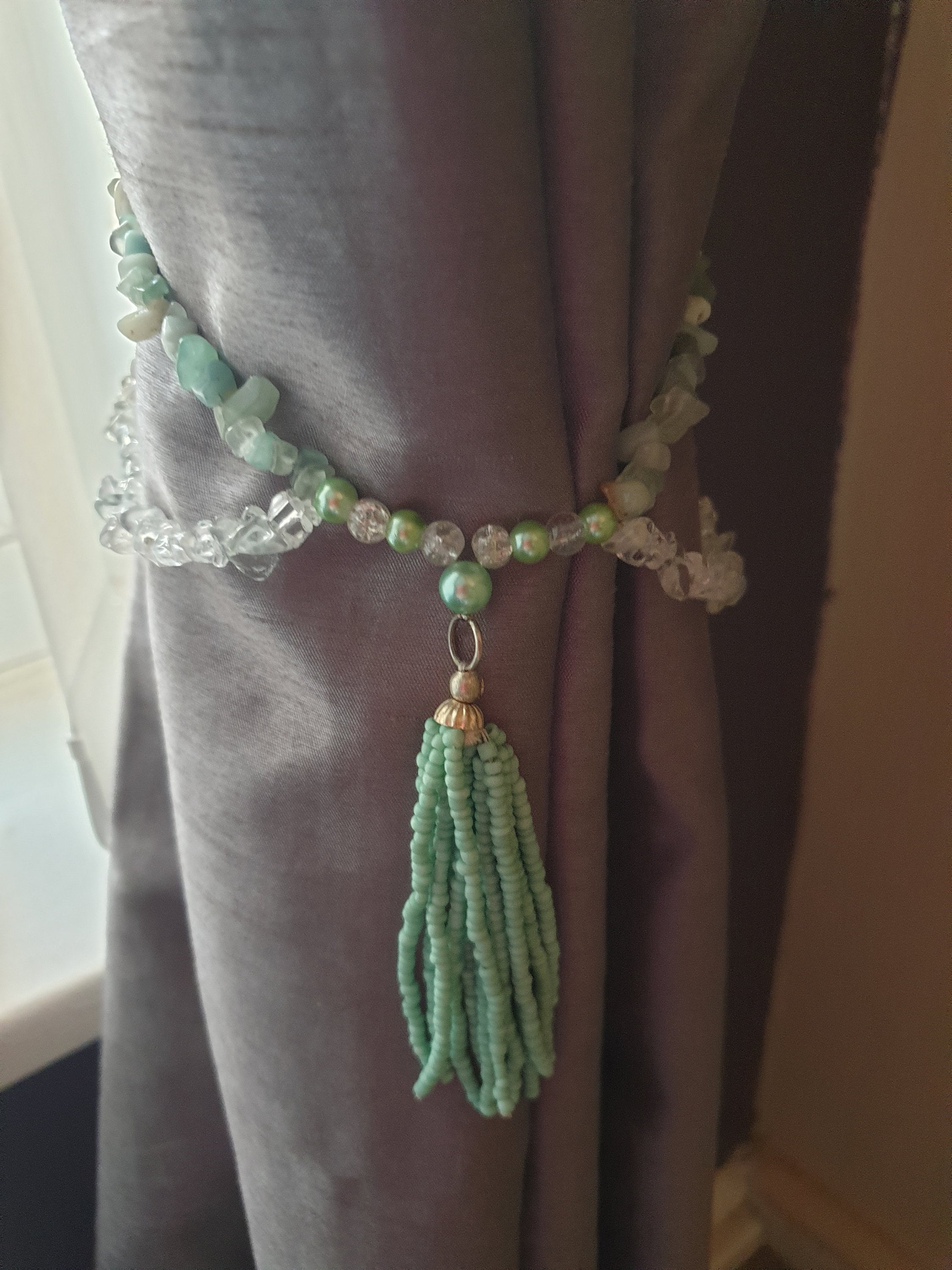 Buy Handmade Beaded Curtain Tie Backs in Light Green Online in India Etsy