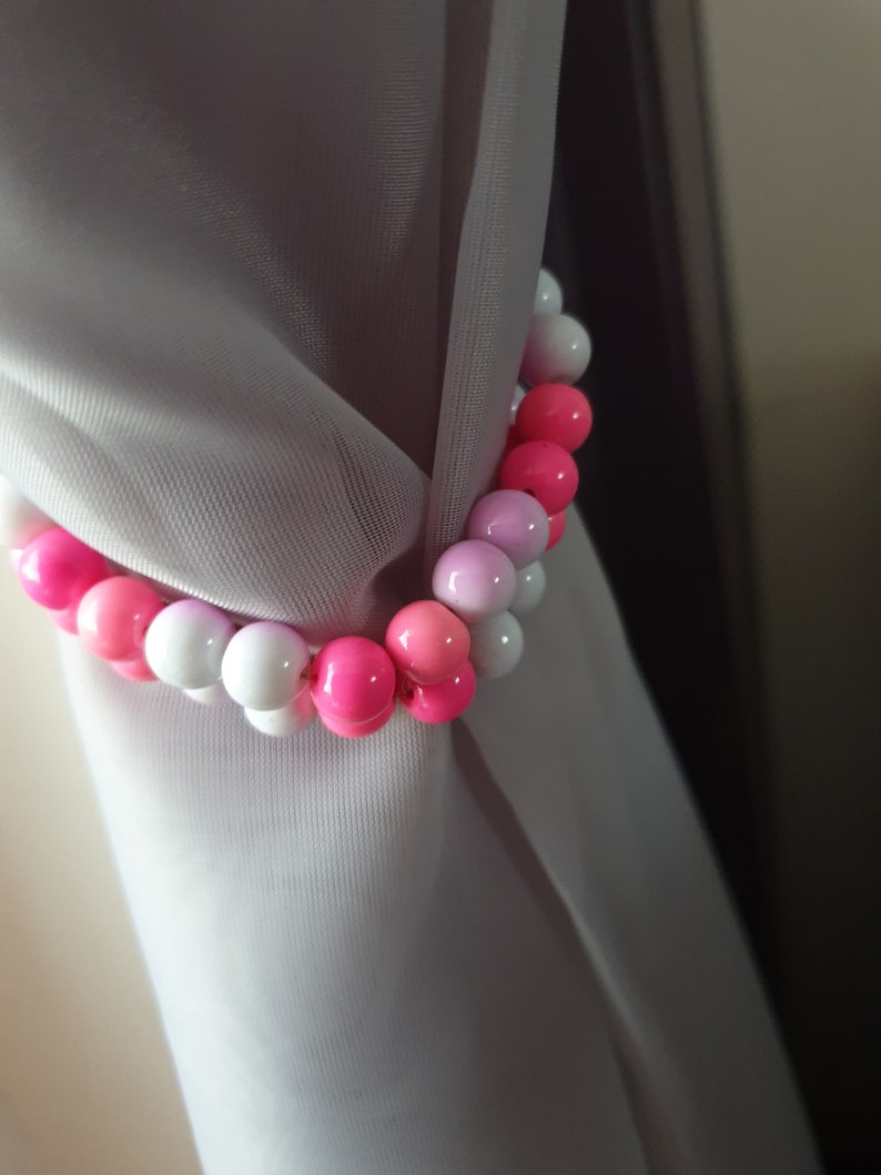 Double Beaded Pink Curtain Tie Backs Etsy