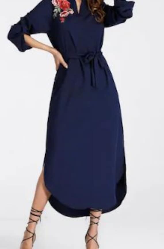 navy blue boho dress