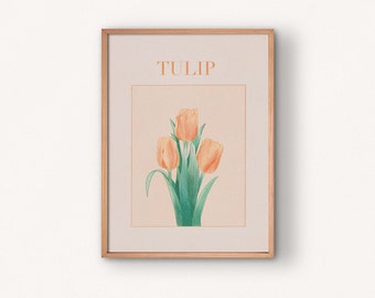 Tulip printable wall art / oversized printable wall decor / printable card for her