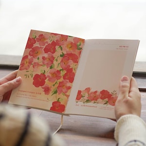 Hangeul koreansk dagbok | Lanforal anteckningsbok med blommönster