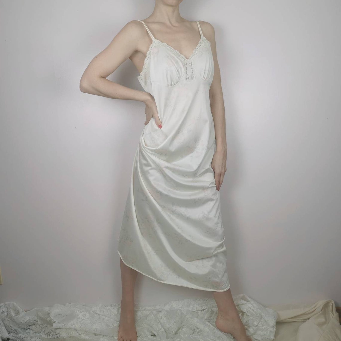 floor length white slip