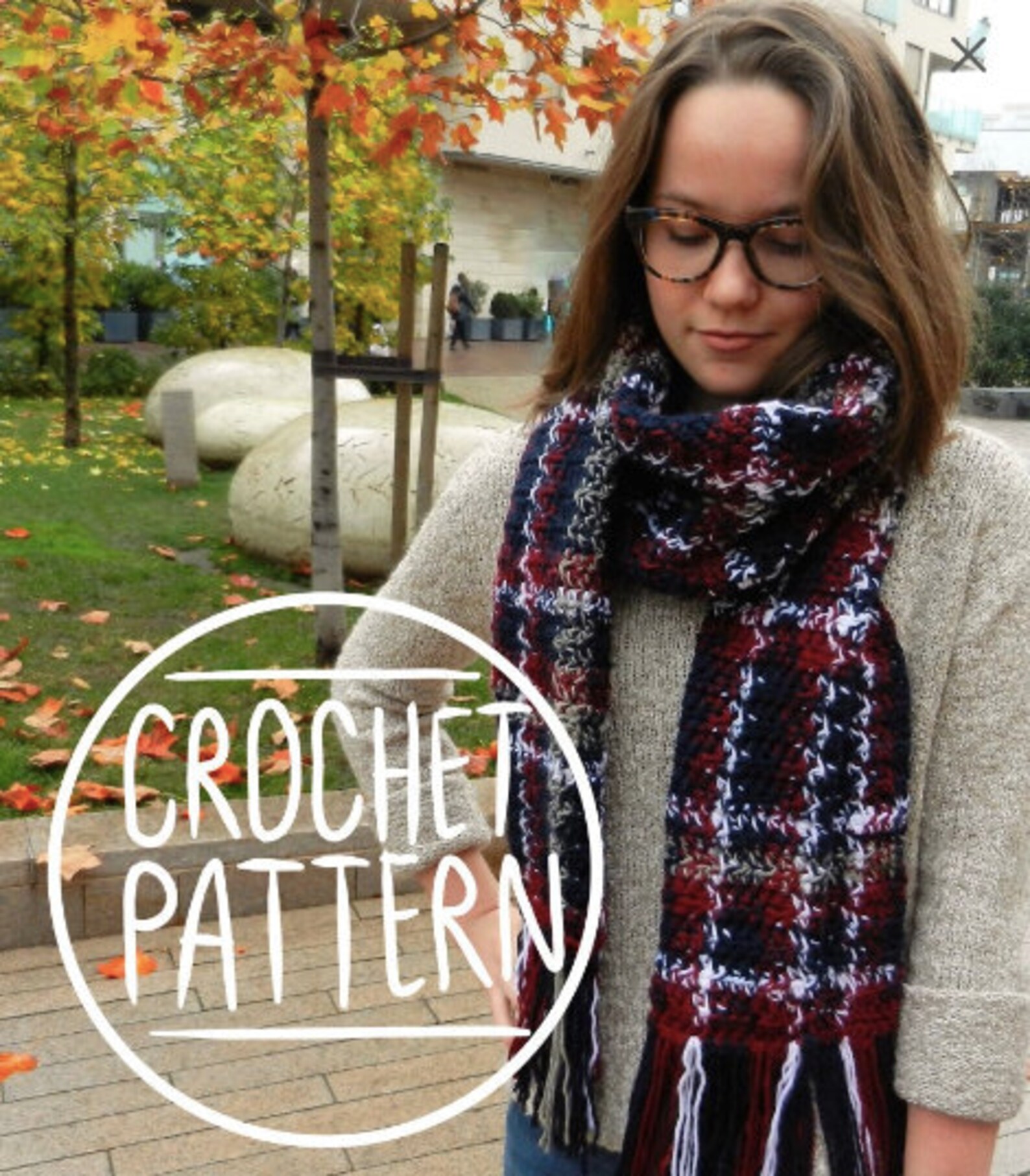 The Crochet Plaid Scarf Crochet Pattern Etsy