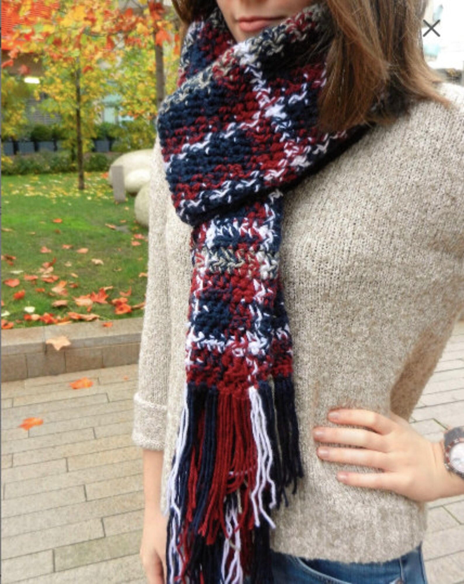 The Crochet Plaid Scarf Crochet Pattern Etsy