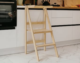 Torre di supporto pieghevole LELEKA per cucina, torre pieghevole Super THIN architoyz, sgabello di supporto ad altezza regolabile, sgabello per bambini