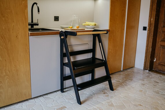 Torre auxiliar doble, escalera de aprendizaje plegable para GEMELOS,  taburete de cocina para niños pequeños, taburete de aprendizaje, escalera  auxiliar ajustable -  España