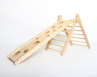 Natural HIGH Pikler Triangle "GIRAFFE" with LONG double sided climbing Ramp