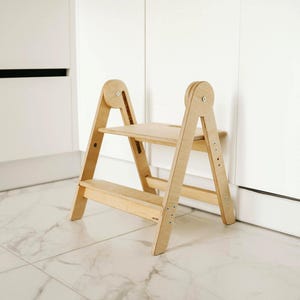 Mini helper kitchen tower UP, wooden step stool, folding learning stool for kids and adults, bathroom stool, wood bathroom kid stool