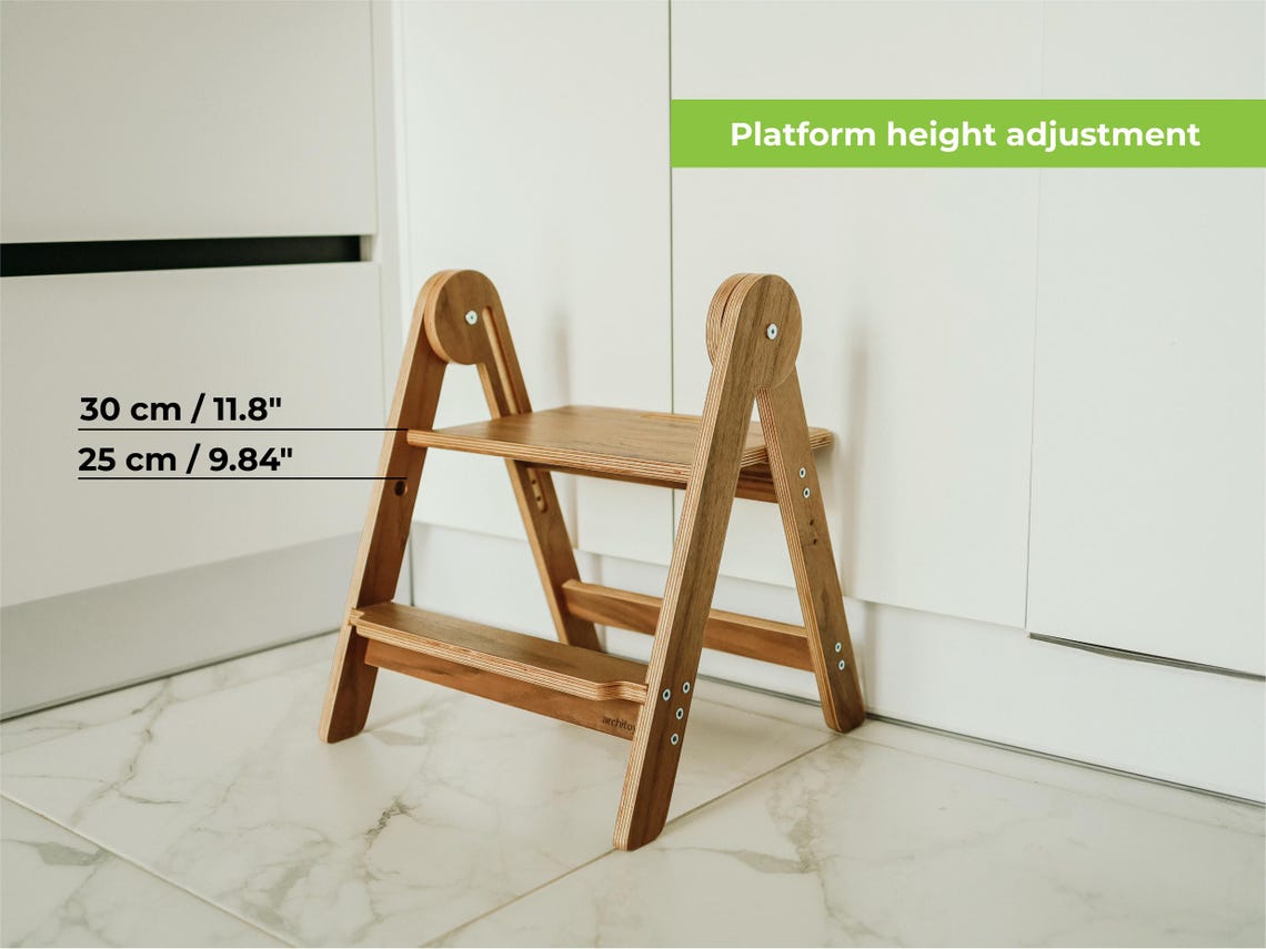 Stackable Steps Small Walnut Foldable Wooden Steps, Learning Step Ladder, Toddler Kitchen ...