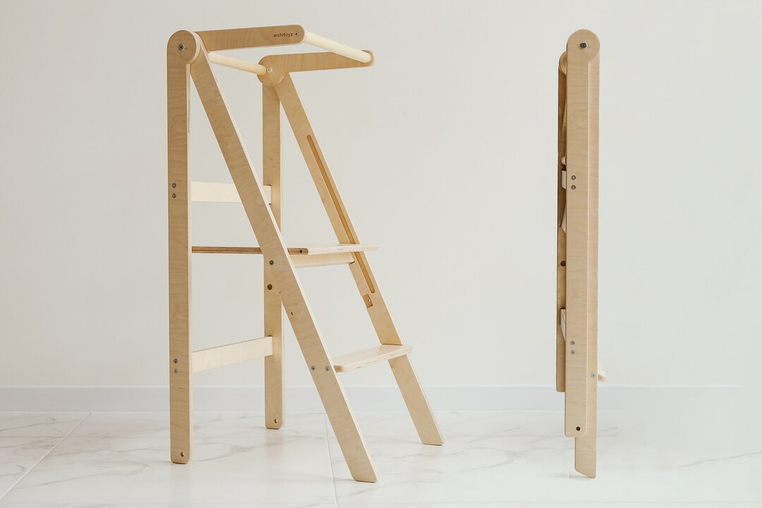 Foldable Helper Kitchen Tower LELEKA, Natural Folding Tower, Adjustable