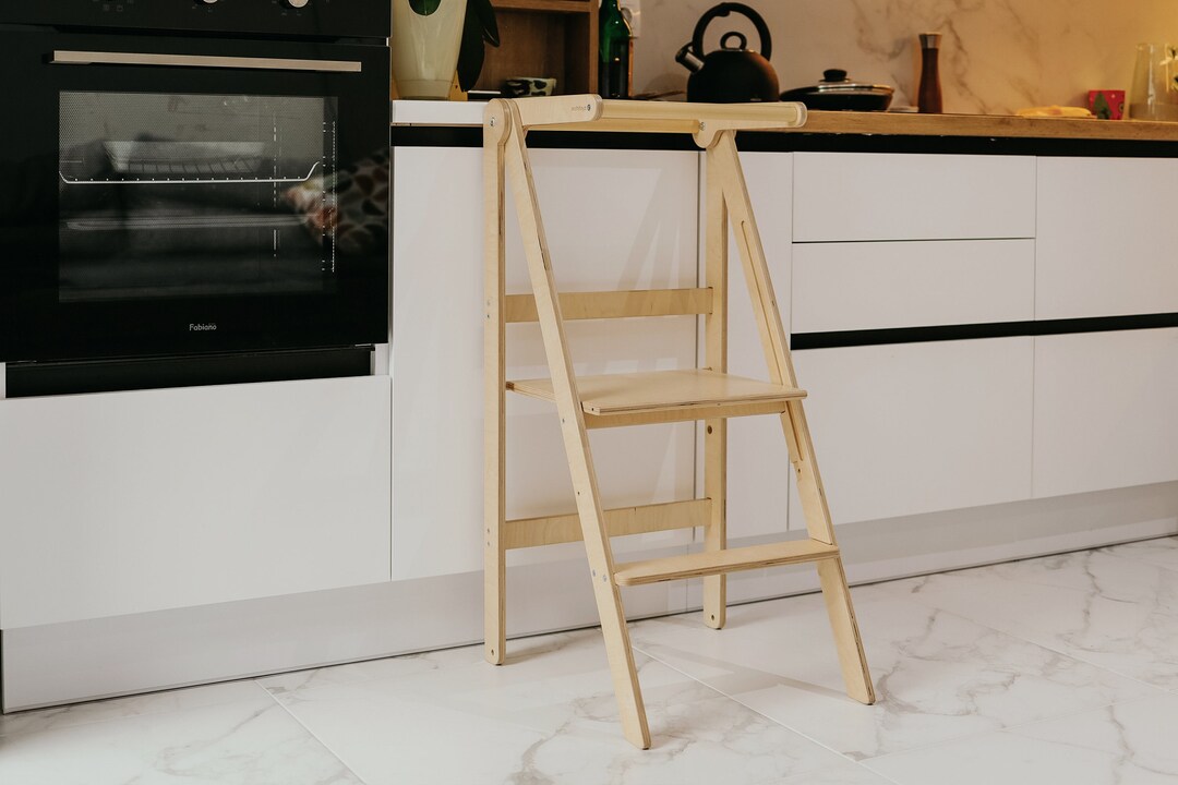 Natural Folding Kitchen Helper Tower Super THIN Foldable Etsy