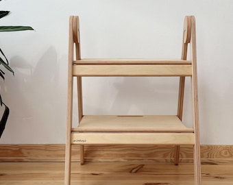 Escalera de mano para cocina para adultos, escalera plegable fácil de usar HighUp, taburete de madera para armarios altos.