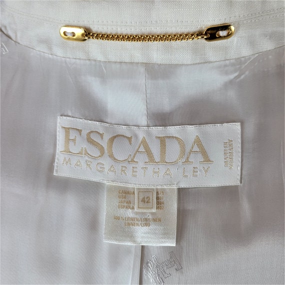 1980s ESCADA Tan White Check Linen Jacket Blazer … - image 10