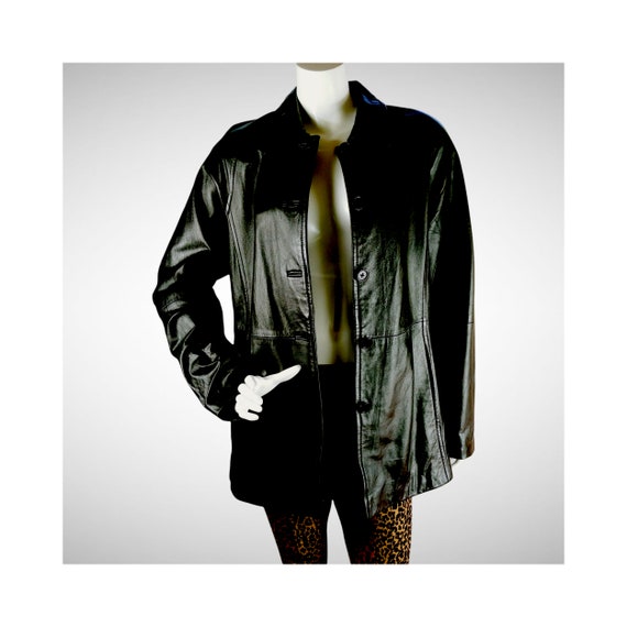 Vintage Y2K Spy Girl Black 100% Lambskin Leather … - image 1