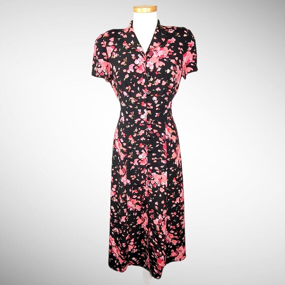 90s Does 30s MISS DORBY Button Front Day Dress | … - image 2