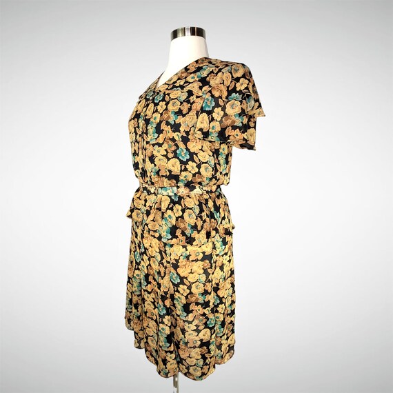 80s Does 30s BLAKE ELIZABETH Peplum Blouson Dress… - image 3