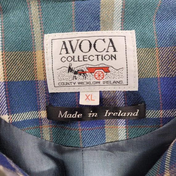90s Collarless Irish Hand-Woven Wool Plaid Jacket… - image 9