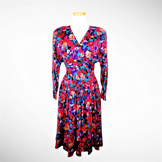 1980s Size XS Rayon Day Dress R.E.O. - Drop Waist… - image 10