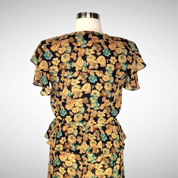 80s Does 30s BLAKE ELIZABETH Peplum Blouson Dress… - image 7