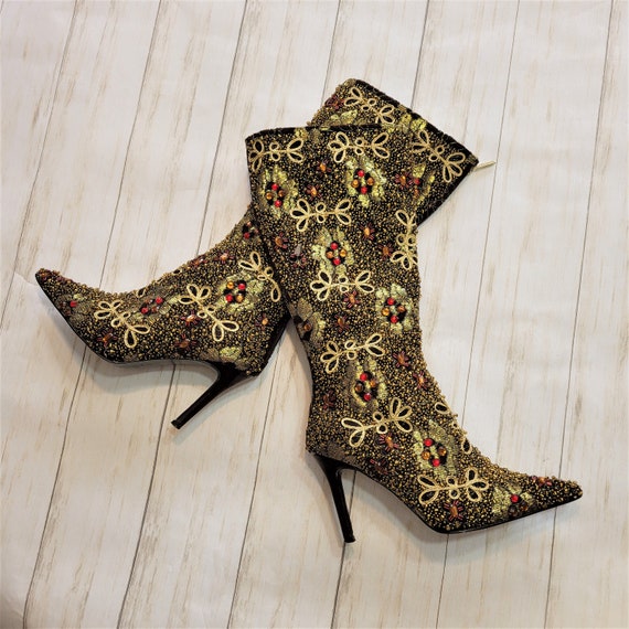Rare Vintage COLIN STUART Embellished Knee High Bo