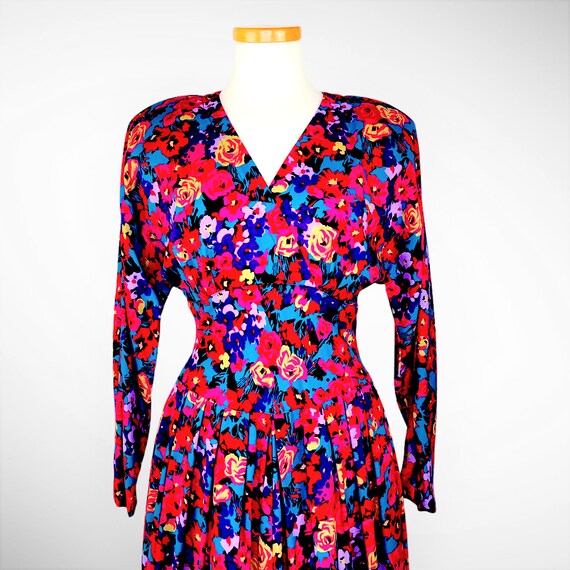 1980s Size XS Rayon Day Dress R.E.O. - Drop Waist… - image 4