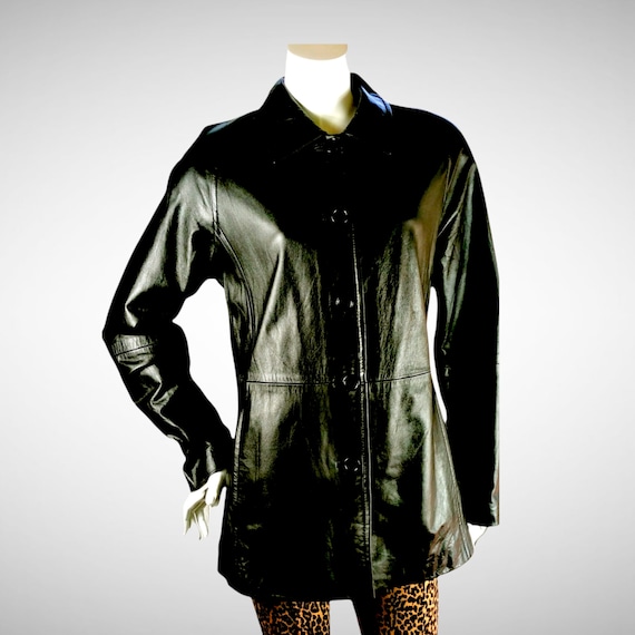 Vintage Y2K Spy Girl Black 100% Lambskin Leather … - image 2