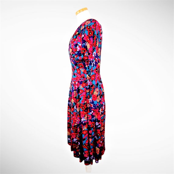 1980s Size XS Rayon Day Dress R.E.O. - Drop Waist… - image 2