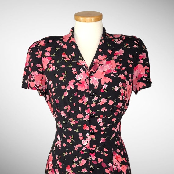 90s Does 30s MISS DORBY Button Front Day Dress | … - image 5