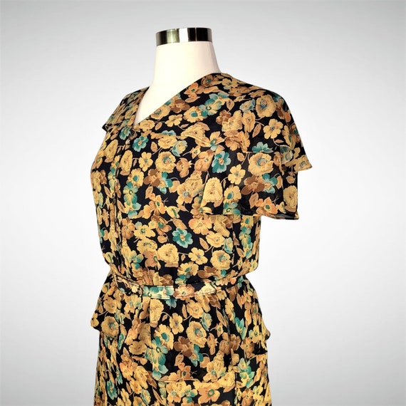 80s Does 30s BLAKE ELIZABETH Peplum Blouson Dress… - image 6