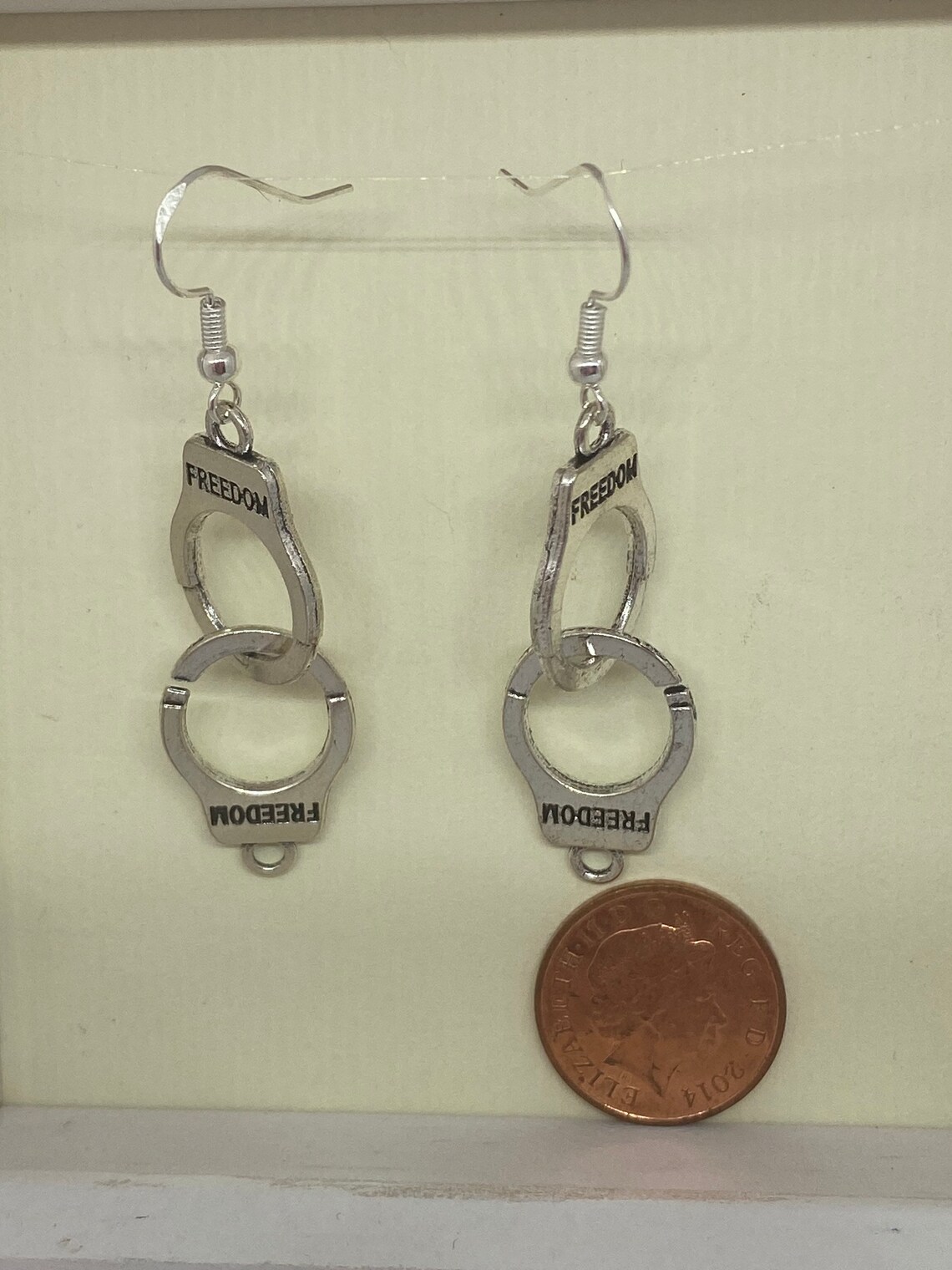 Sterling Silver dangle drop handcuff charm earrings Etsy