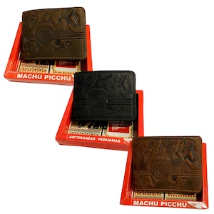 NWT Nazca Lines Ica Peru Souvenir Men's Embossed Leather Bifold Wallet
