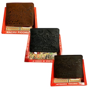 NWT Cusco Machu Picchu Peru Souvenir Men's Embossed Leather Bifold Wallet
