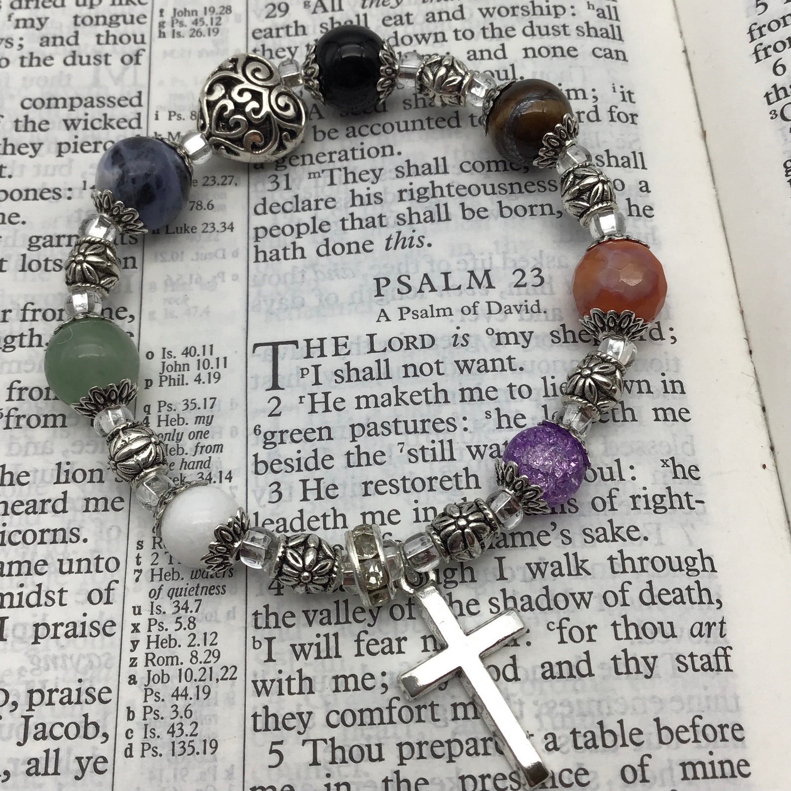 Stretchy Psalm 23 Bracelet Christian Jewelry Prayer Etsy