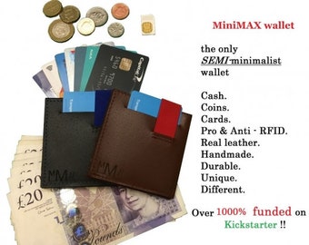 Semi - minimalist LEATHER WALLET with RFID protection by MiniMAX dizain