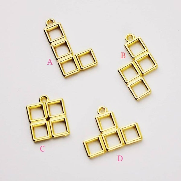 10pcs Square Pattern Frames Pendentif Bijoux Making for UV Resin Filling Jewelry Findings Making