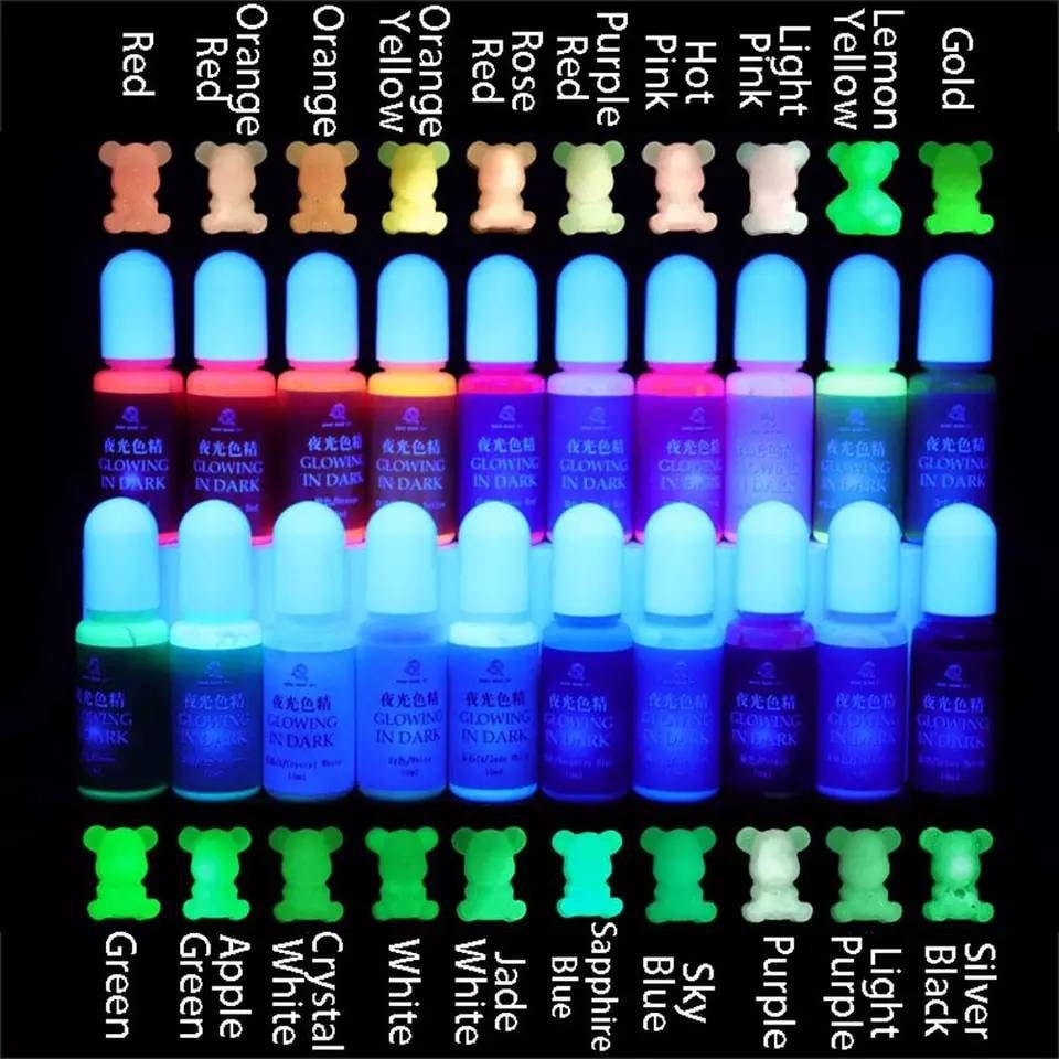 Luminous Dye for Epoxy Resin | Glow in the Dark Pigment for UV Resin |  Resin Colorant Supplies (Silver Black / 10ml)