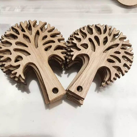 Buy 10PCS Diy Accessories Handmade Wood Crafts Wood Carving Tree Decoration  Ideas 6x4.5cm Online in India 