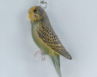Green Yellow Budgie Hand Crafted Necklace, Made in Japan, Parakeet Lover Gift, Parrot Jewelry