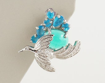 Sterling Bird of Paradise Earrings with Aquamarine and CZ Stones, Exotic Bird, Tropical Vacation, Mother's Day, Summer Jewelry