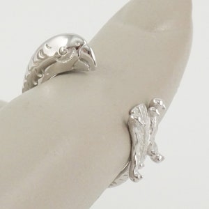 Sterling Parrot Ring, Wraparound, Friendship Ring, Parrot Lover Gift, Size 8.5, Bird Jewelry