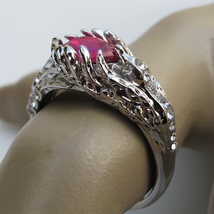 Silver Plate Alexandrite Bird Ring with CZ Stones, Size 9.75, Bird Jewelry, Gemstone Ring