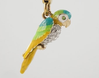 Juicy Couture Parrot Charm, Wings Move, Retired, Parrot Lover Gift, Tropical, Exotic Bird