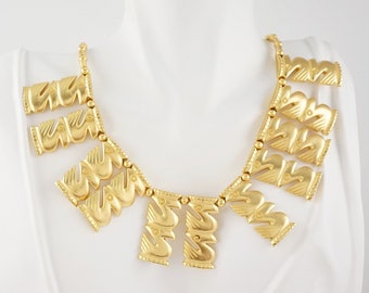 Vintage Ccori Bib Necklace with Pelicans, Mayan, Incan, Aztec, Made in Peru, Tribal, Totem Animal